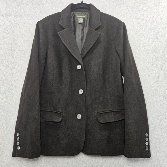 Eddie Bauer Brown Wool Angora Women's Blazer‎ Size L - Picture 1 of 8